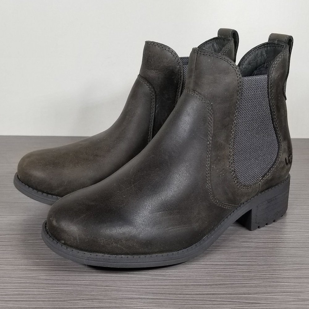 UGG Bonham Waterproof Chelsea Boot, Brown Leather, Womens Size 5.5 M / 36.5